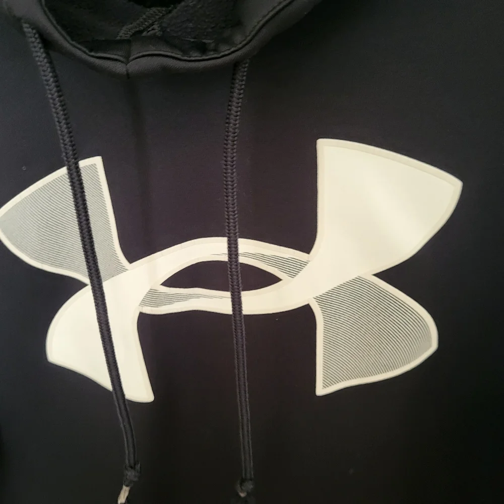 Under Armour Mens Medium Loose Black Long Sleeve Hoodie Kangaroo Pocket - Picture 3 of 5